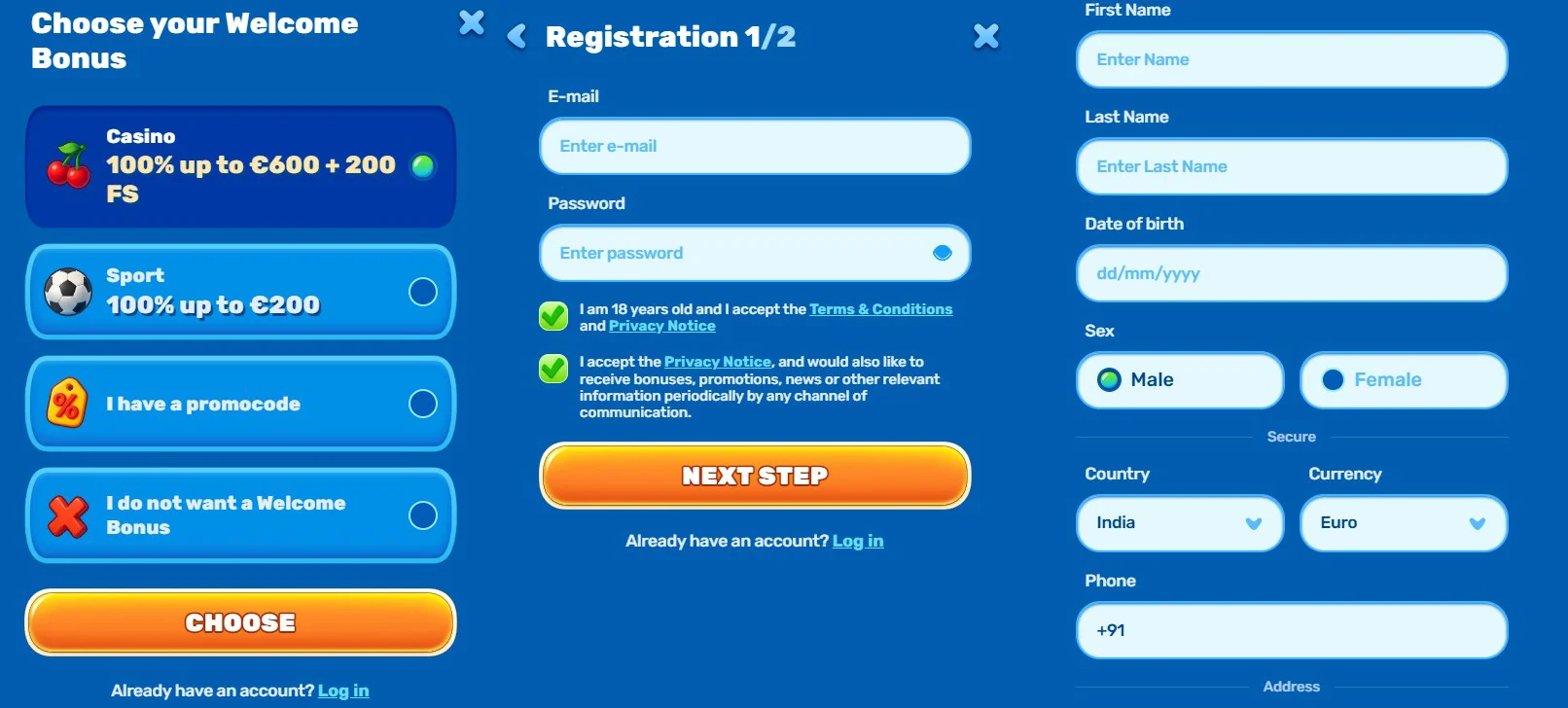 Spinfin Casino Registratie en KYC